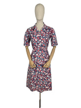 Load image into Gallery viewer, Original 1940's Red, White and Blue Cotton Chore Dress with Pockets - Great Summer Frock - Bust 36 38