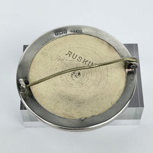 Load image into Gallery viewer, Art Nouveau Ruskin Pottery Brooch in Pink, Grey and Mustard - Set in Hallmarked Silver Mount *