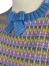Load image into Gallery viewer, Reproduction 1940's Waffle Stripe Jumper in Blue, Pink, Purple and Mustard Knitted from a Wartime Pattern - Bust 36 38 40