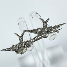 Load image into Gallery viewer, Antique Victorian Hallmarked Silver Double Swallow Brooch Set with Paste - Sweetheart Brooch *