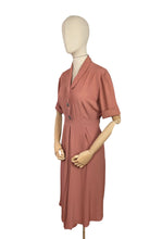 Load image into Gallery viewer, Original Late 1940's or Early 1950's Salmon Pink Day Dress with Glass Buttons - Bust 38 40