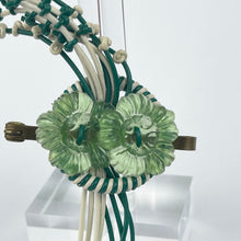 Load image into Gallery viewer, Original 1940's White and Green Wartime Make Do and Mend Brooch with Flower Cluster Centre