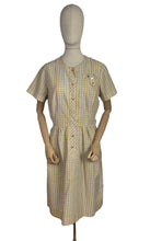 Load image into Gallery viewer, Original Late 1950's or Early 1960's Smartsette Lightweight Cotton Day Dress in Yellow, Black and White Check - Bust 42