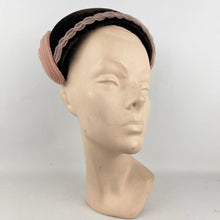 Load image into Gallery viewer, Original 1950's Chocolate Brown Velvet Hat with Baby Pink Nylon Trim *