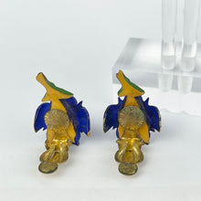 Load image into Gallery viewer, Vintage Painted Bakelite Gentian Brooch and Earrings Set From the 1940's or 1950's