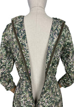 Load image into Gallery viewer, Original 1950's Silk Floral Day Dress in Green - Bust 38 *