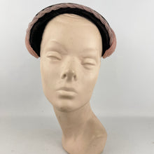 Load image into Gallery viewer, Original 1950's Chocolate Brown Velvet Hat with Baby Pink Nylon Trim *