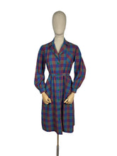 Load image into Gallery viewer, Original 1940’s Plaid Cotton Long Sleeved Belted Chore Dress with Pockets and Ric-rac Trim - Bust 36 38 *