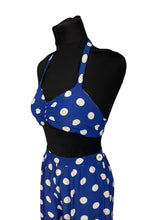 Load image into Gallery viewer, Original 1940's Blue and White Polka Dot Belted Dress and Matching Shorts and Top Playsuit - Bust 34 *