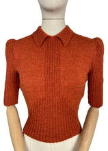 Load image into Gallery viewer, Reproduction 1940's Wartime Jumper with Neat Collar in Rust - Bust 38 40 42