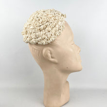 Load image into Gallery viewer, Original 1950's Cream Ruffled Lace Half Hat - Perfect for a Summer Wedding
