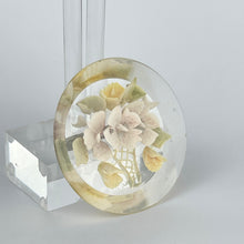 Load image into Gallery viewer, Original 1940's 1950's Reverse Carved Lucite Brooch with Flowers in a Vase - Delicate Pastel Shades *