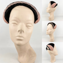 Load image into Gallery viewer, Original 1950's Chocolate Brown Velvet Hat with Baby Pink Nylon Trim *