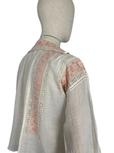 Load image into Gallery viewer, Original 1920's 1930's Hand Embroidered Muslin Blouse - Stunning Apricot Silk Geometric Embroidery - Bust 36 38 *