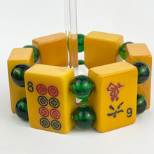 Load image into Gallery viewer, Bracelet Made from Vintage Bakelite Mahjong Playing Pieces with Green Spacers
