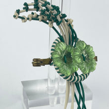 Load image into Gallery viewer, Original 1940's White and Green Wartime Make Do and Mend Brooch with Flower Cluster Centre