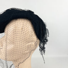 Load image into Gallery viewer, Original 1930’s 1940’s Studded Black Felt Marshall and Snelgrove Hat with Face Veil *