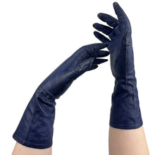 Load image into Gallery viewer, Vintage Indigo Blue Leather Ladies Gloves by Kir - Size 7 - Great Vintage Accessory
