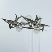Load image into Gallery viewer, Antique Victorian Hallmarked Silver Double Swallow Brooch Set with Paste - Sweetheart Brooch *