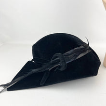 Load image into Gallery viewer, Original 1950’s Black Felt Hat with Huge Feather Trim - Very Stylish Piece *