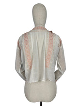 Load image into Gallery viewer, Original 1920's 1930's Hand Embroidered Muslin Blouse - Stunning Apricot Silk Geometric Embroidery - Bust 36 38 *