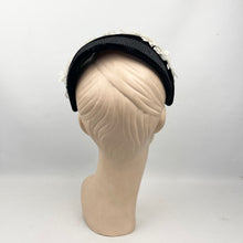 Load image into Gallery viewer, Original 1950's Black and White Half Hat with Flowers by Jacoll