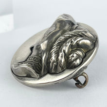 Load image into Gallery viewer, Antique Edwardian Hallmarked Silver Brooch Featuring a Lady in a Feather Hat