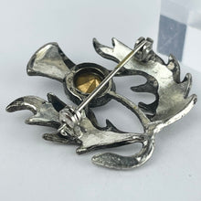 Load image into Gallery viewer, Charming Vintage Scottish Thistle Brooch with Purple Paste Stone