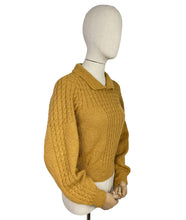 Load image into Gallery viewer, 1930's Reproduction Hand Knitted Long Sleeved Cable Jumper in Mustard Using Beautifully Soft Alpaca - Bust 34 36 38