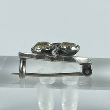 Load image into Gallery viewer, Antique Victorian or Edwardian Hallmarked Silver Sweetheart Heart Brooch with Trio of Paste
