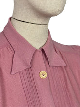 Load image into Gallery viewer, Wounded But Wearable Original 1940's Pink Crepe Blouse with Pin Tucked Front - Bust 36
