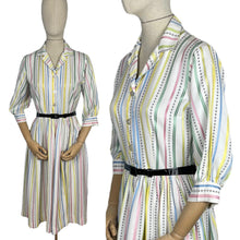 Load image into Gallery viewer, Original 1950's Fara-head Pastel Stripe Day Dress in Pink, Green, Yellow and Blue - Bust 36 37