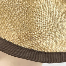 Load image into Gallery viewer, Original 1950's Natural Straw Hat with Dark Chocolate Brown Velvet Ribbon and Bow Trim - AS IS *