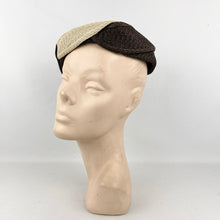Load image into Gallery viewer, Original 1930’s Brown and Cream Straw Hat with Leaf Detail
