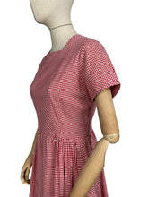 Load image into Gallery viewer, Original 1950's Harrods Red and White Gingham Dress with Pockets - Bust 36