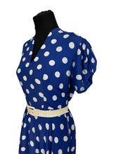 Load image into Gallery viewer, Original 1940's Blue and White Polka Dot Belted Dress and Matching Shorts and Top Playsuit - Bust 34 *