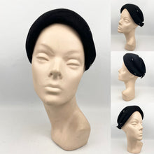 Load image into Gallery viewer, Original 1950's Classic Black Fur Felt Hat with Teeny Paste Trim - Smart Little Piece