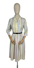 Load image into Gallery viewer, Original 1950's Fara-head Pastel Stripe Day Dress in Pink, Green, Yellow and Blue - Bust 36 37