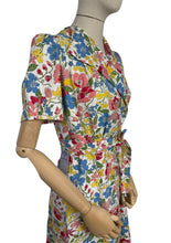 Load image into Gallery viewer, Original 1940's Full Length Floral Textured Cotton House Coat - Great Summer Maxi Dress - Bust 36