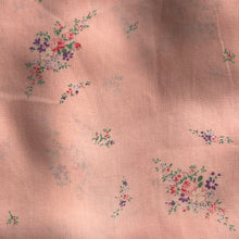 Load image into Gallery viewer, 1940's Semi Sheer Crepe Dressmaking Fabric for Nightwear or Underwear - Peachy Pink Base with Floral Sprays in Pink, Purple, Green and Blue - 35" x 68" - No.4