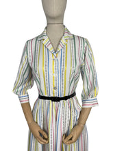 Load image into Gallery viewer, Original 1950's Fara-head Pastel Stripe Day Dress in Pink, Green, Yellow and Blue - Bust 36 37