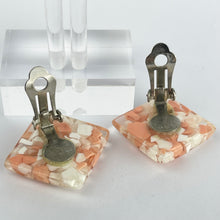 Load image into Gallery viewer, Original 1950's White and Coral Lucite Clip on Earrings *