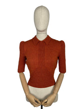 Load image into Gallery viewer, Reproduction 1940's Wartime Jumper with Neat Collar in Rust - Bust 38 40 42