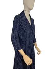 Load image into Gallery viewer, Original 1940's Classic Blue and White Polka Dot Day Dress - Bust 38