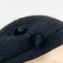 Load image into Gallery viewer, Original 1950's Black Fur Felt Hat with Double Button Trim - Timeless Piece