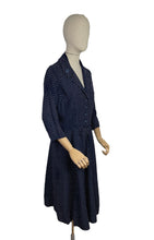 Load image into Gallery viewer, Original 1940's Classic Blue and White Polka Dot Day Dress - Bust 38