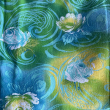 Load image into Gallery viewer, Original 1940's 1950's Full Cotton Feedsack in Yellow, Green and Blue Floral Print 36" x 40"