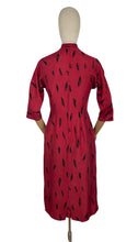 Load image into Gallery viewer, Original 1950's Red and Black Novelty Print Arrow Head Wiggle Dress by Linzi Line in Liberty of London Silk - Bust 34