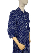 Load image into Gallery viewer, Original 1940’s 1950’s Novelty Print Pretzel Print Dress in Blue and White - Bust 34" *