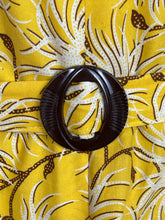 Load image into Gallery viewer, Reproduction 1940's Belted Day Dress in Yellow, Brown and White Floral Print - Bust 38 40